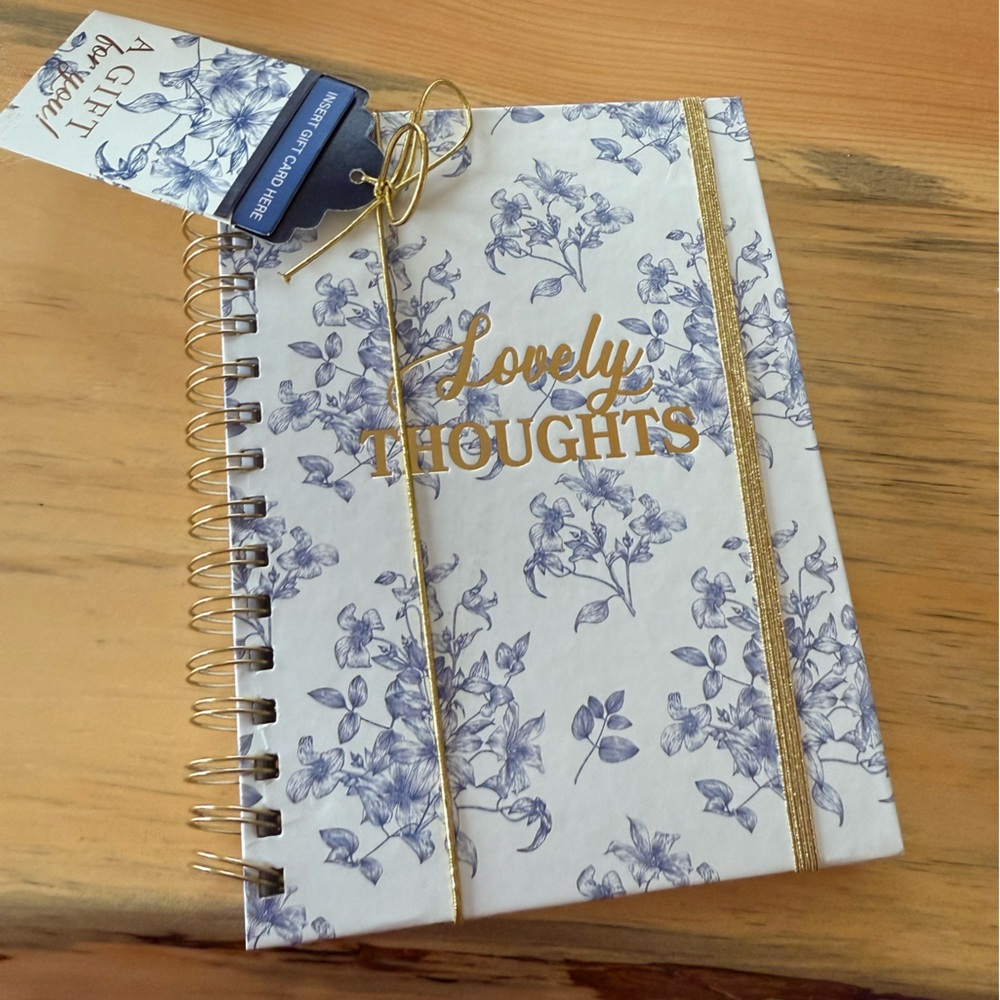 Source Unknown Blue and Gold Floral Notebook